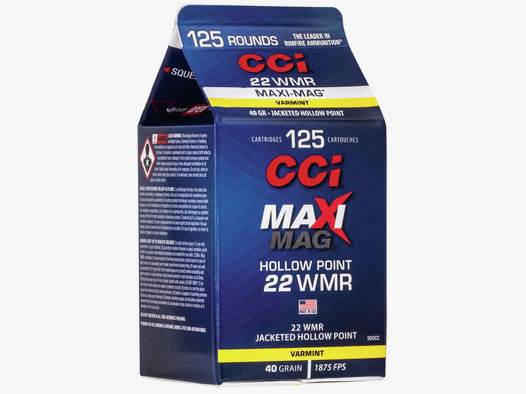 CCI Maxi-Mag .22 WMR 40GR JHP 125 Patronen