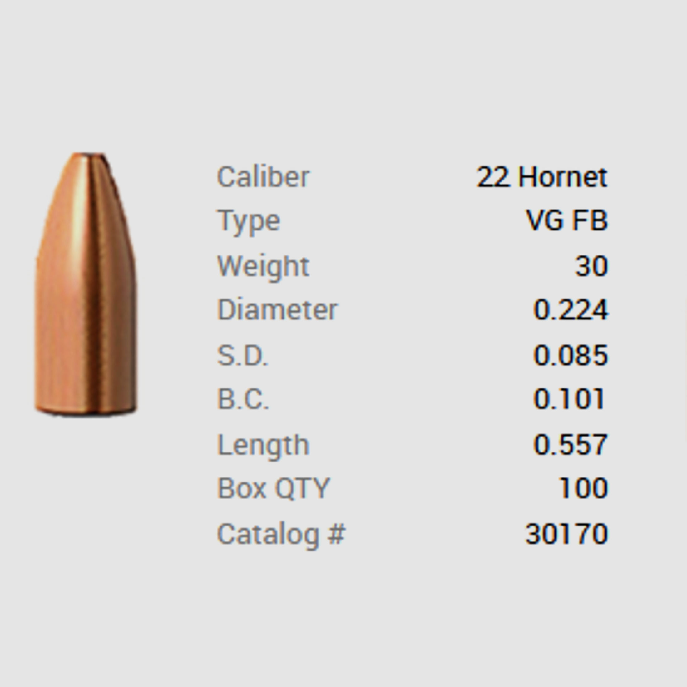 Barnes Geschoss .22/.224 Hornet 30GR Varmint Grenade FB 100 Stück