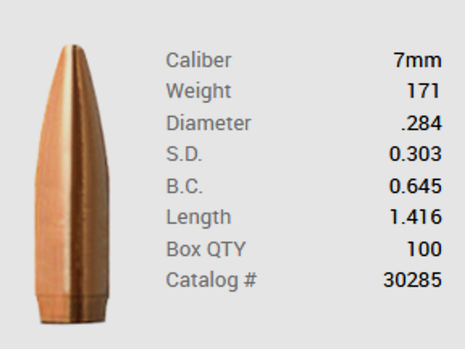 Barnes Geschoss 7mm/.284 171GR Match Burners BT 100 Stück