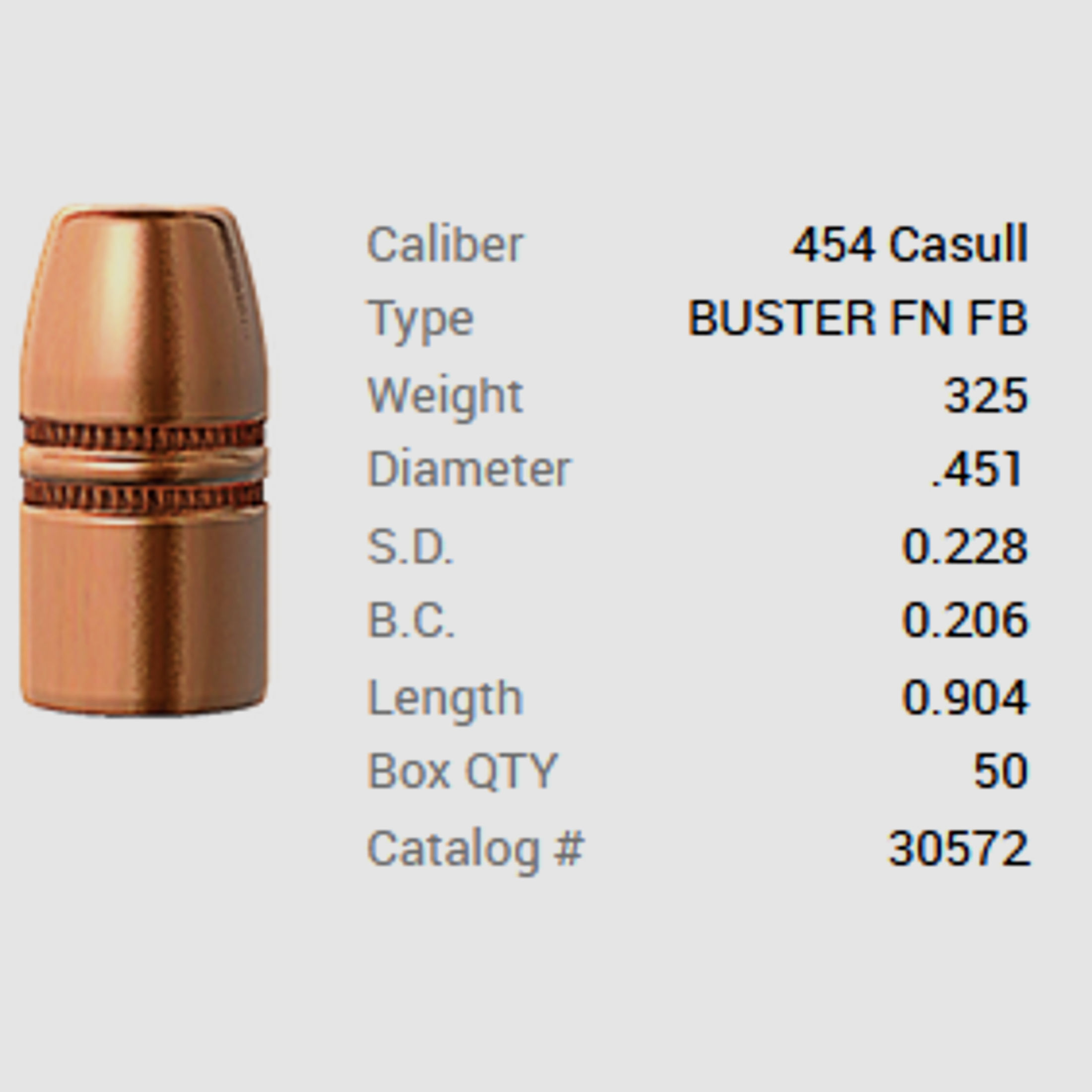 Barnes Geschoss .454 Casull/.451 325GR Buster FN FB 50 Stück