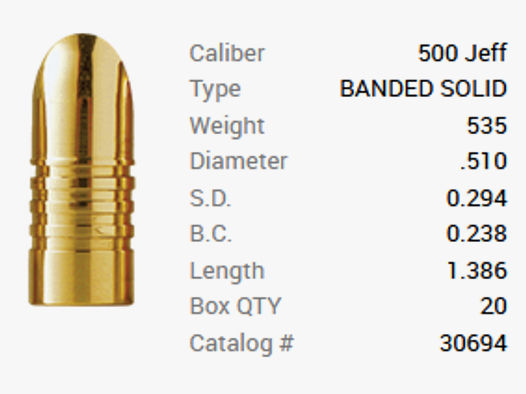 Barnes Geschoss .510 / 13,00mm 535GR Banded Solid 20 Stück