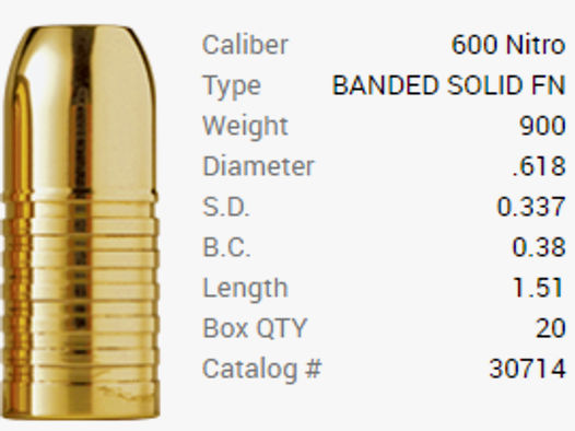 Barnes Geschoss .618 / 15,70mm 900GR Banded Solid 20 Stück