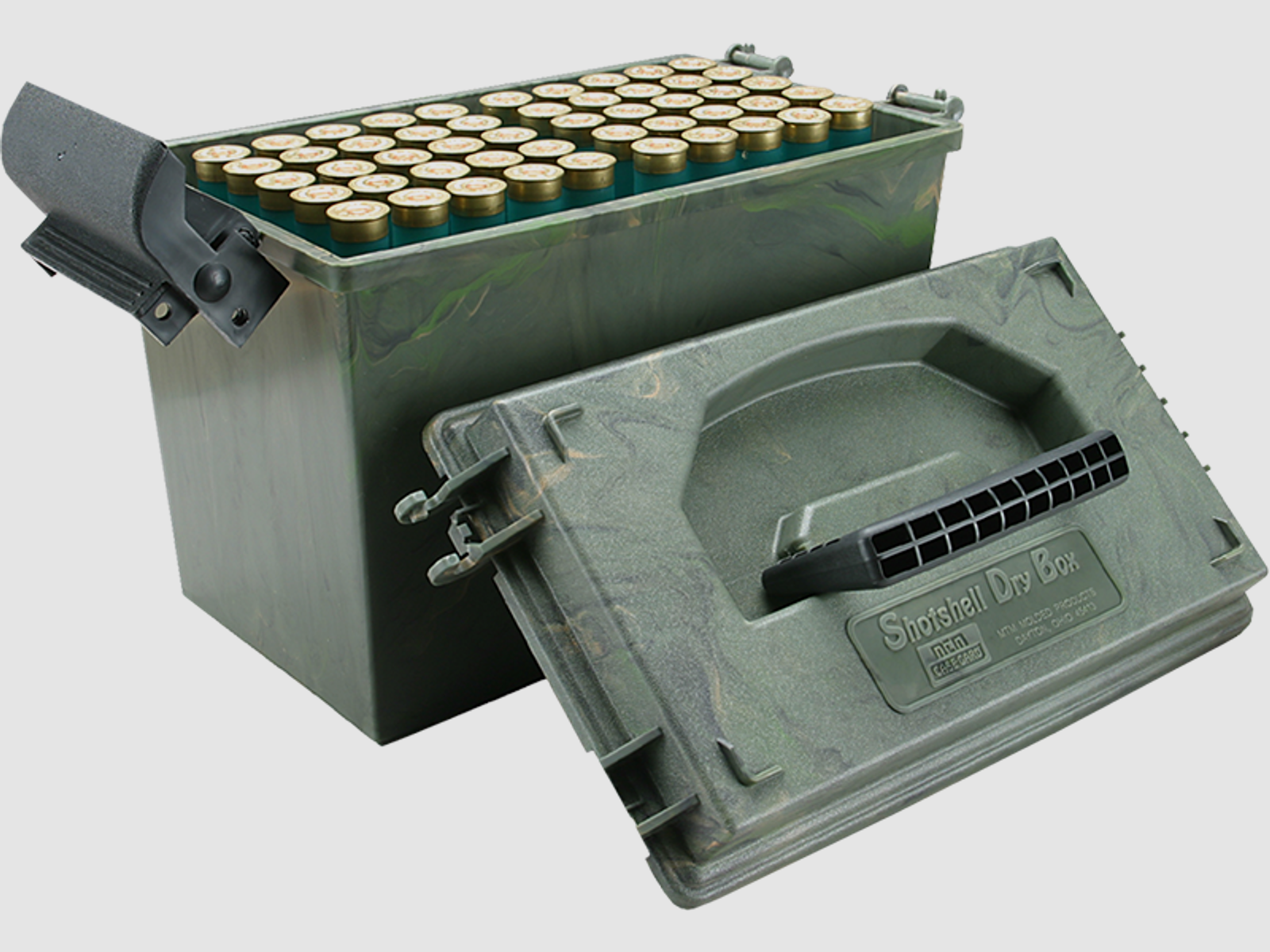 MTM Schrotpatronenbox SD-100-12-09 wild camo inkl. 150 Schuss ELEY VIP Pro-ECO Steel .12/70 24G #7