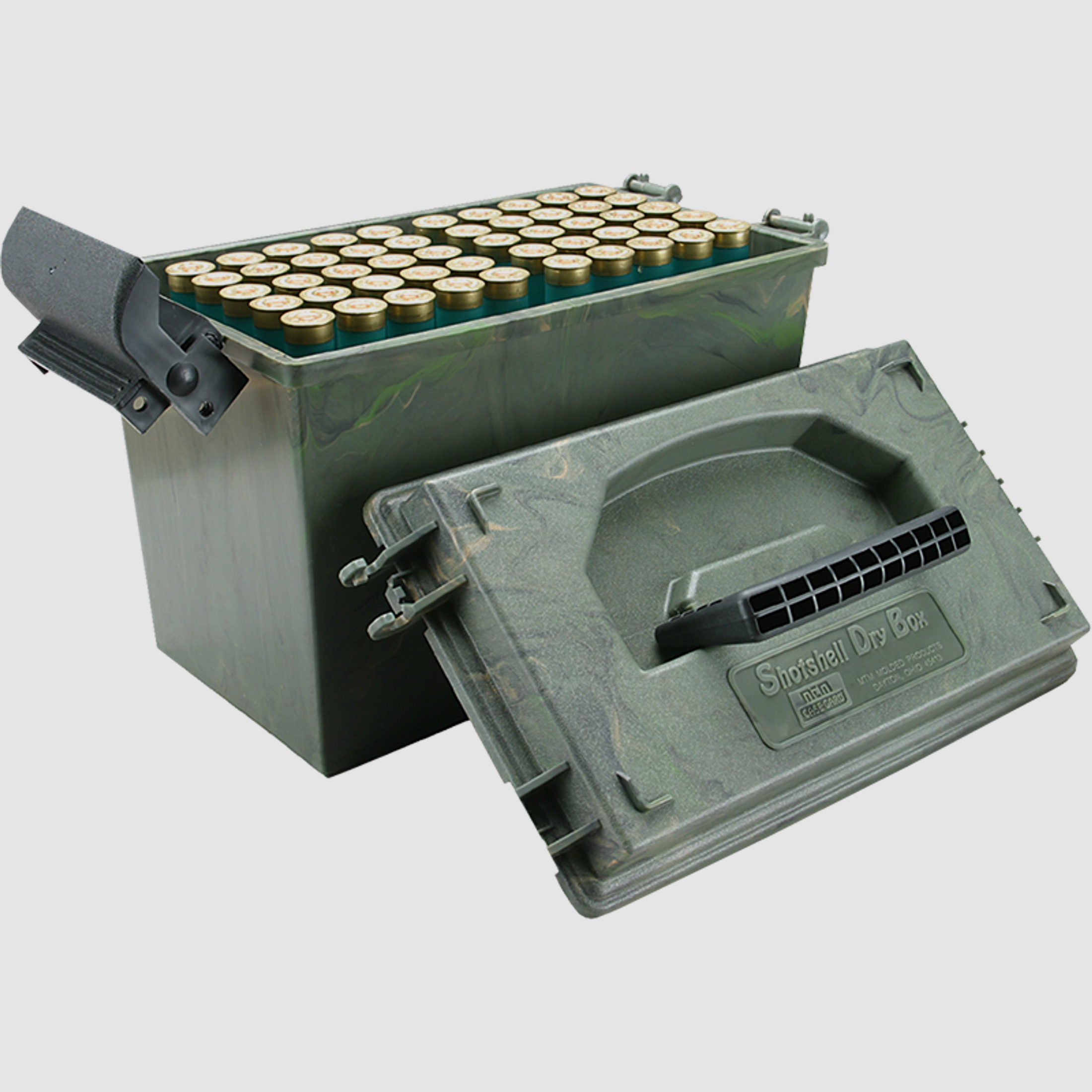 MTM Schrotpatronenbox SD-100-12-09 wild camo inkl. 150 Schuss ELEY VIP Pro-ECO Steel .12/70 24G #7