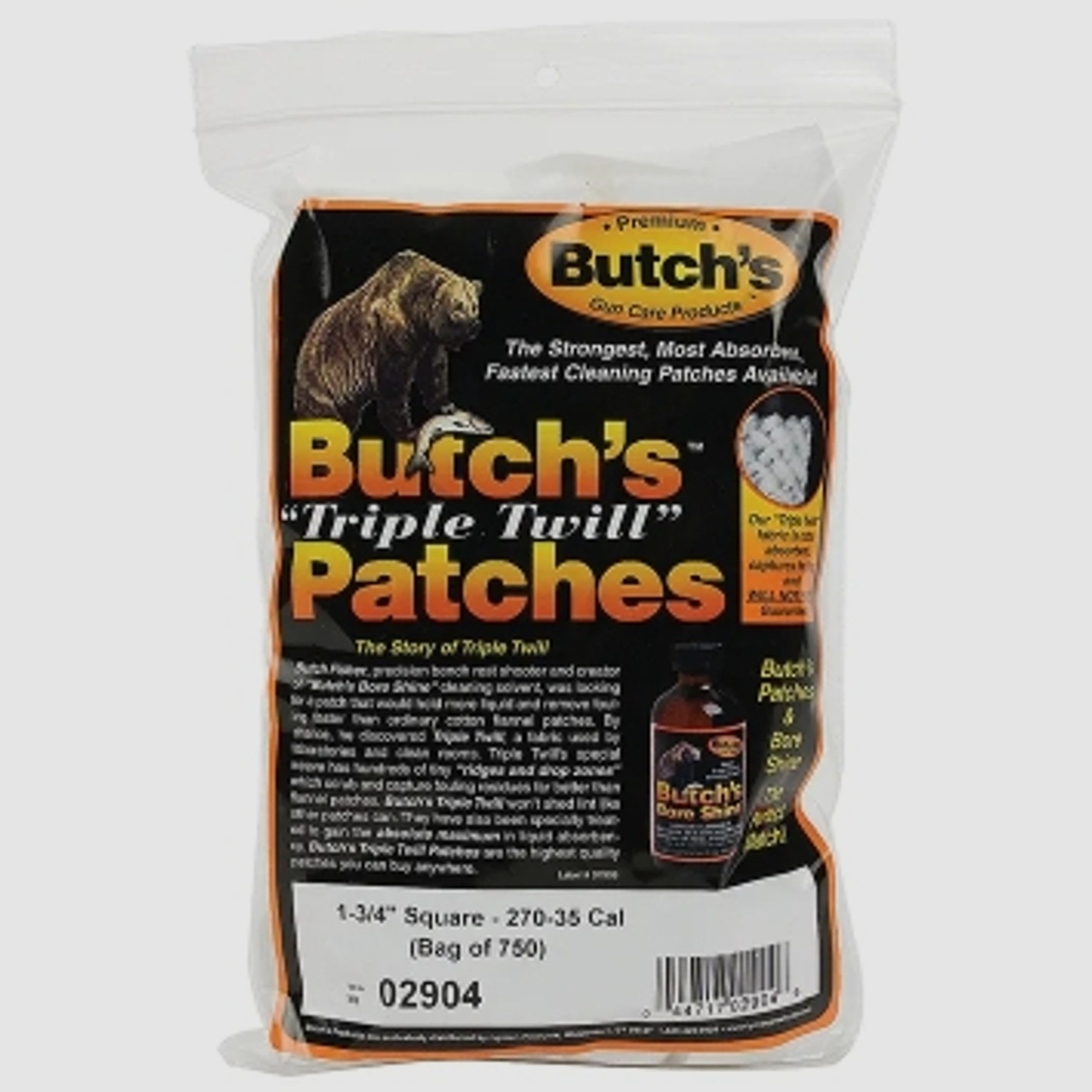 Butch's Triple Twill Reinigungspatches 750 Stück für 7mm - .35