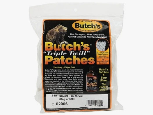Butch's Triple Twill Reinigungspatches 500 Stück für .35 - .45 / 10mm / 9mm