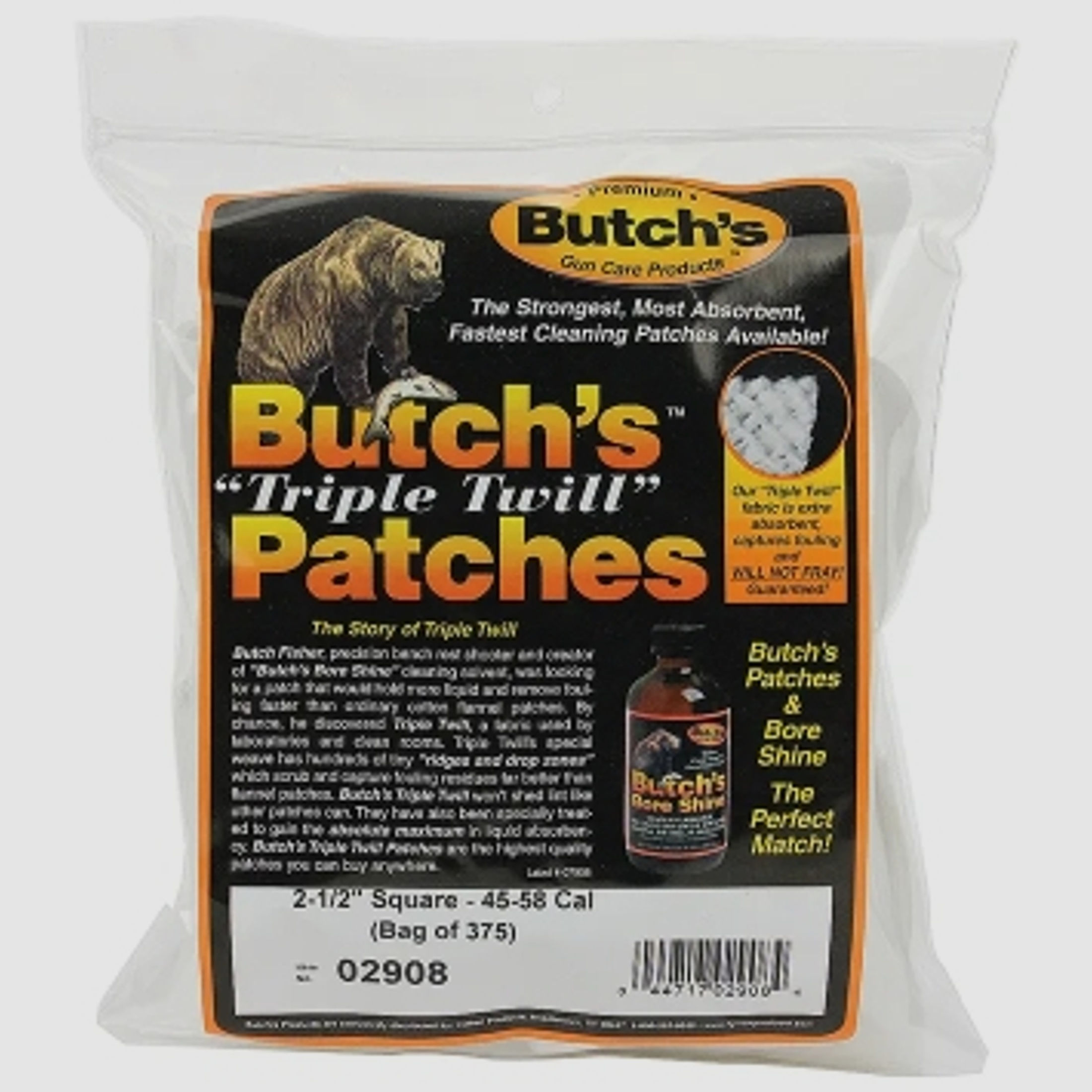 Butch's Triple Twill Reinigungspatches 375 Stück für .45 - .58 / .410 / .20