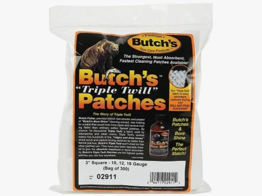 Butch's Triple Twill Reinigungspatches 300 Stück für .10 / .12 / .16