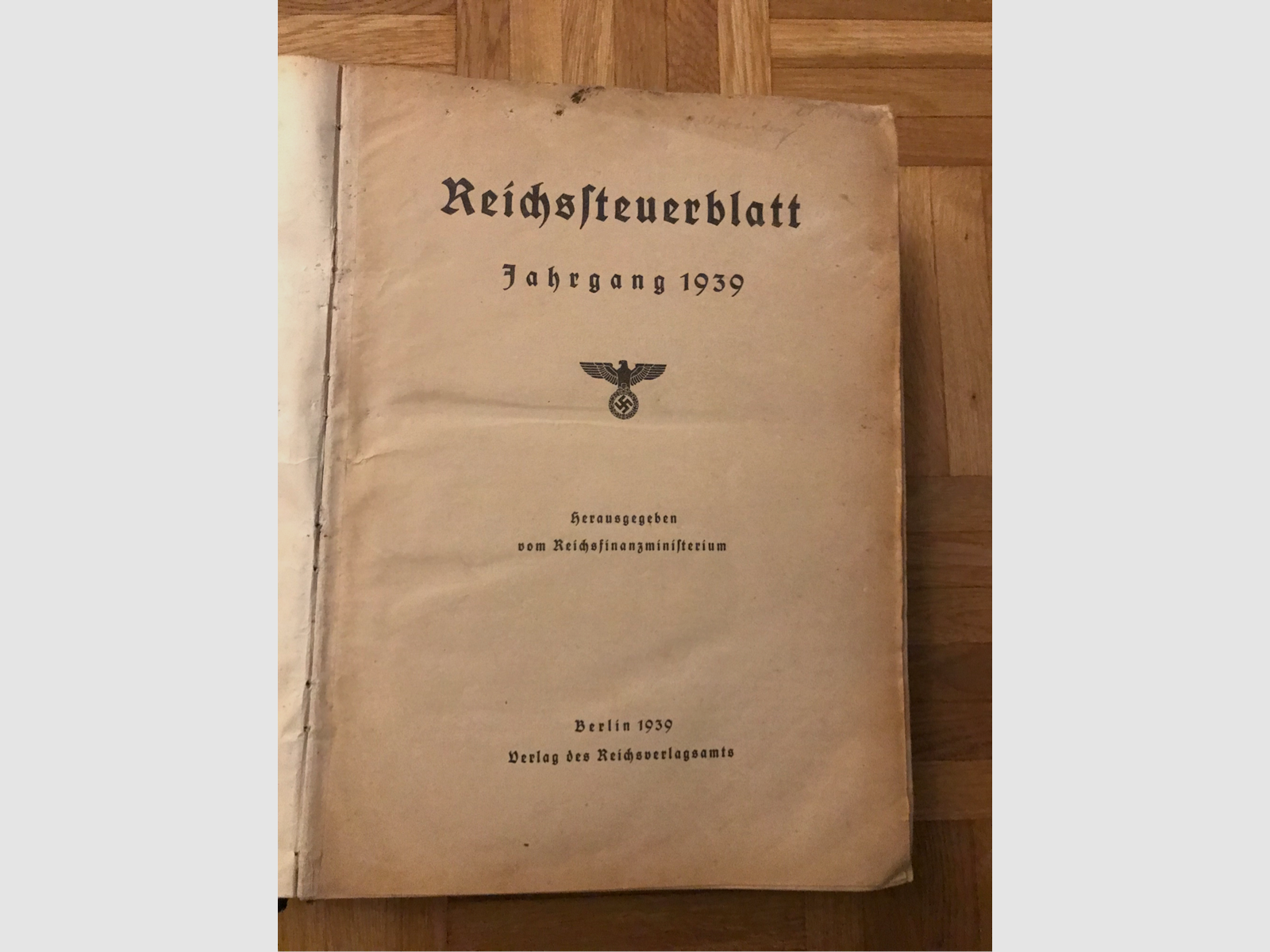 Reichssteuerblatt von 1939. Original 