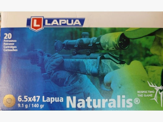 Neue Fabrikmunition LAPUA 6,5x47 Lapua 9,1g 140grs Naturalis 20 Schuss UVP 105 €