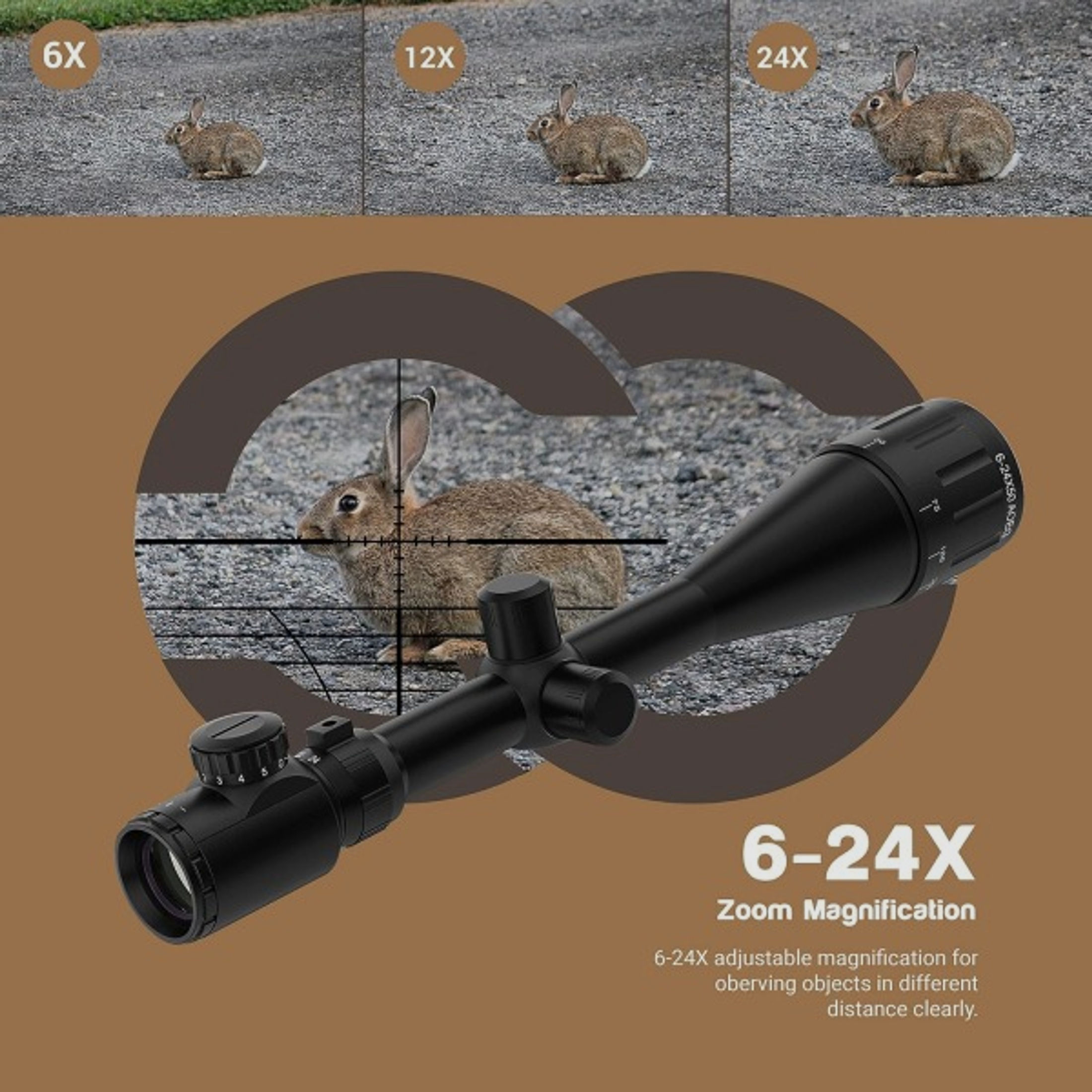 6-24x50 Zielfernrohr,6 - 24 fach Vergrößerung,50 mm, 11mm Montagen, Jagd, Ziel
