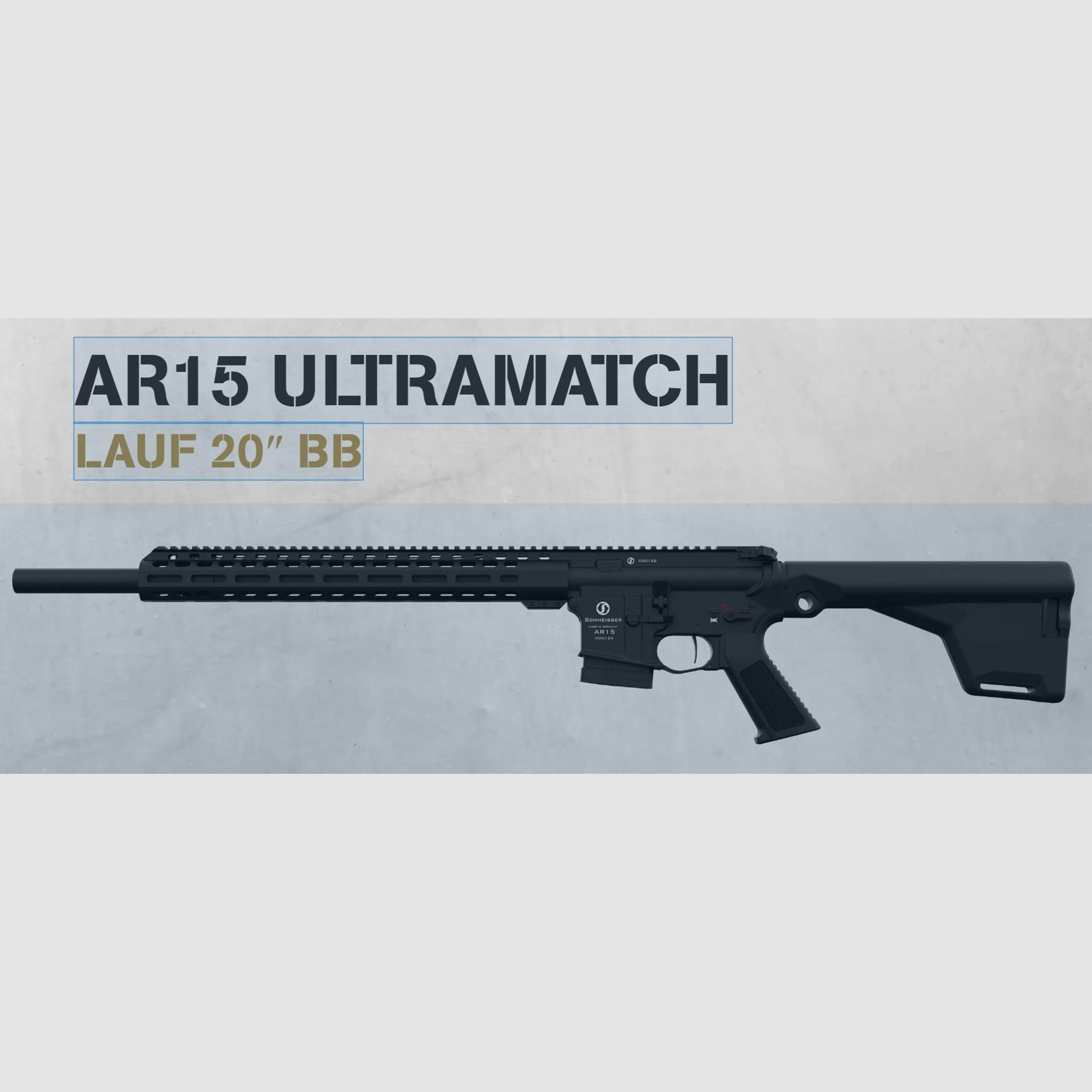 Schmeisser AR-15 Mod. ULTRAMATCH,  20 Zoll Bull Barrel Lauf brüniert, M-LOK Handschutz (Freischwinger)