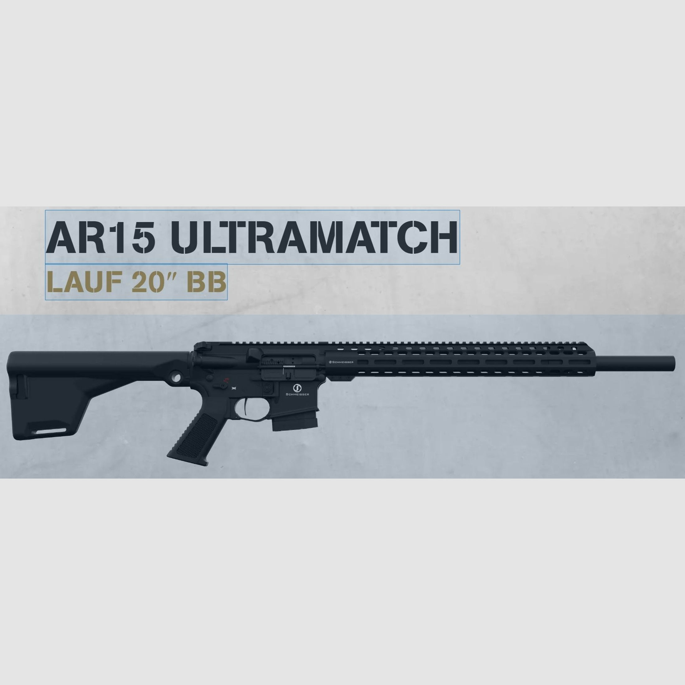 Schmeisser AR-15 Mod. ULTRAMATCH,  20 Zoll Bull Barrel Lauf brüniert, M-LOK Handschutz (Freischwinger)