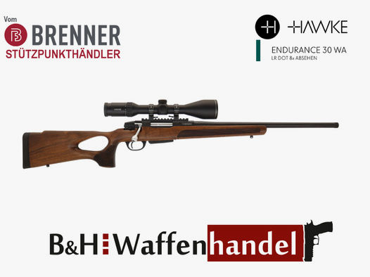 Auf Lager: Brenner Repetierer BR20 Lochschaft mit Hawke Endurance 3-12x56 (Best.Nr.: BR20LSP4) Finanzierung möglich