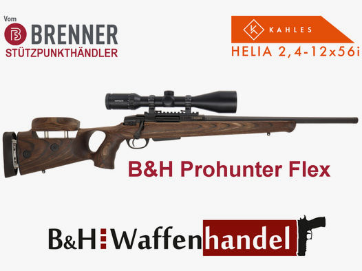 Komplettpaket: Brenner BR20 B&H Prohunter Flex Lochschaft mit doppelter Verstellung inkl. Kahles Helia 2.4-12x56i (Art.Nr.: BR20PHFP11) Finanzierung möglich