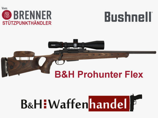Komplettpaket: Brenner BR20 B&H Prohunter Flex Lochschaft mit doppelter Verstellung inkl. Bushnell 2.5-15x50 (Art.Nr.: BR20PHFP7) Finanzierung möglich