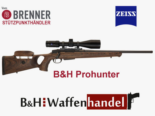 Brenner Komplettpaket: BR20 B&H Prohunter Lochschaft mit Zeiss 3-12x56 fertig montiert (Art.Nr.: BR20PHP2) Finanzierung möglich