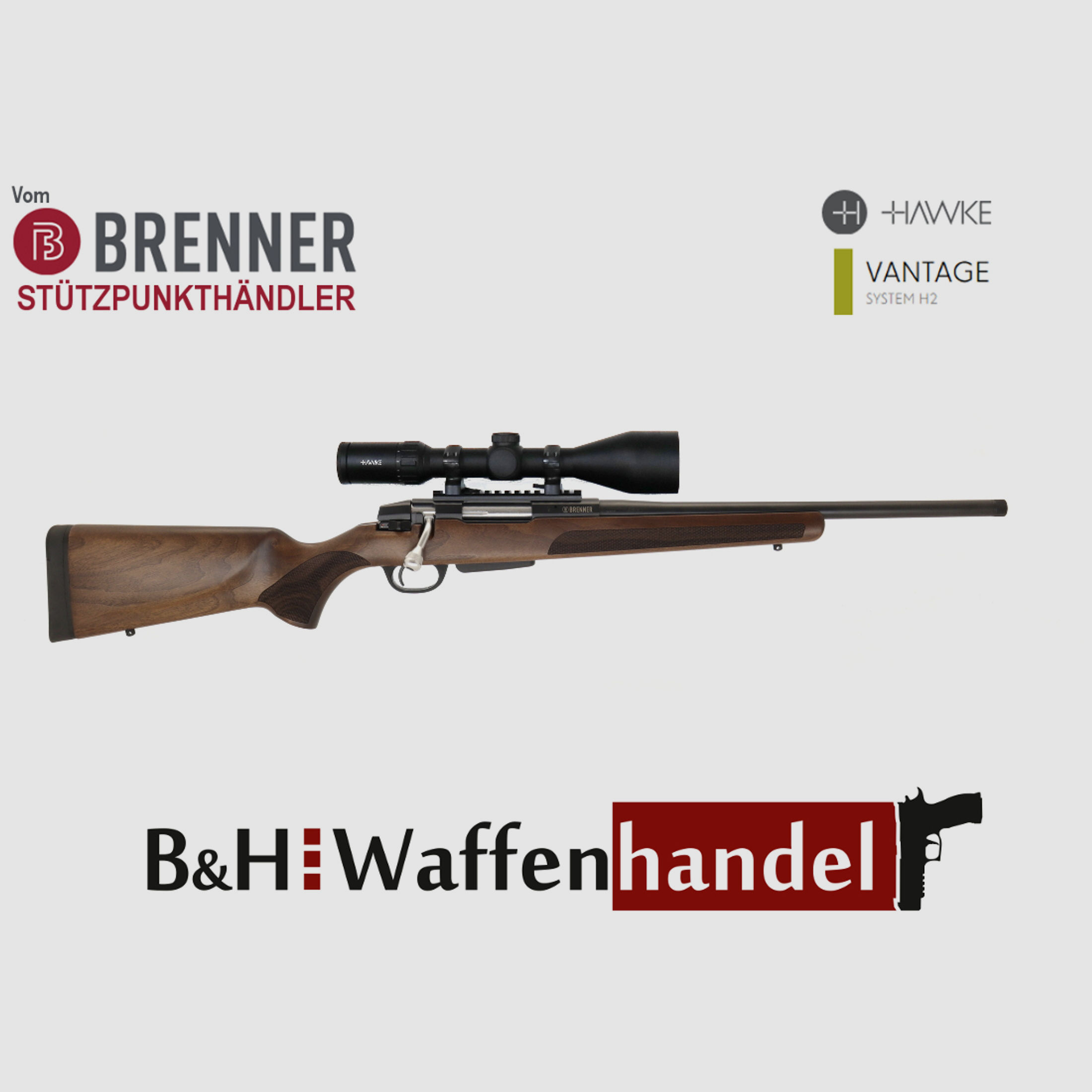 Auf Lager: Repetierer Brenner BR 20 Holzschaft mit Hawke Vantage 3-12x56 Jagd (Best.Nr.: BR20WP6) Finanzierung möglich