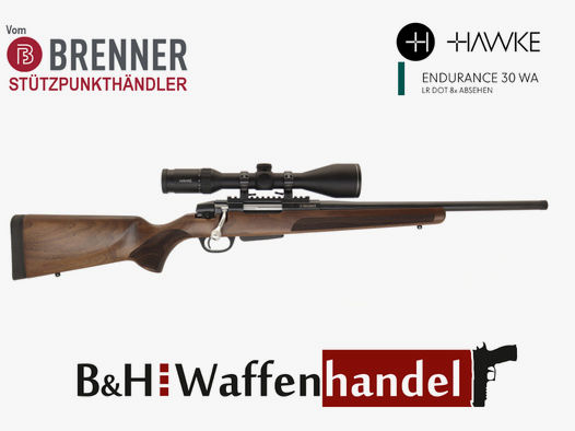 Auf Lager: Brenner BR20 Nussbaum- Holzschaft mit Hawke Endurance 3-12x56 (Best.Nr.: BR20WP4) Finanzierung möglich
