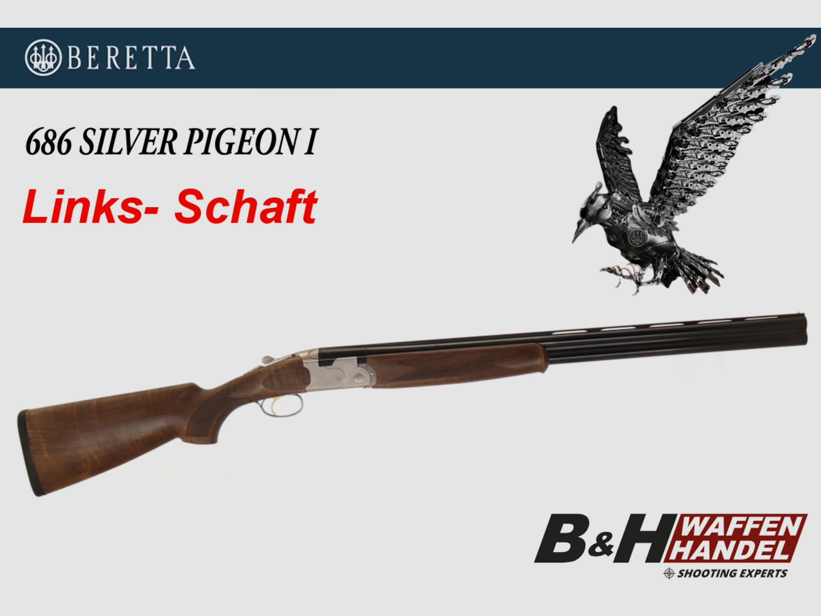 Neu: Links Bockflinte Beretta 686 Silver Pigeon 1 Jagd LL 71cm Bockflinte Bockdoppelflinte BDF mit Stahlschrotbeschuss Linksschaft