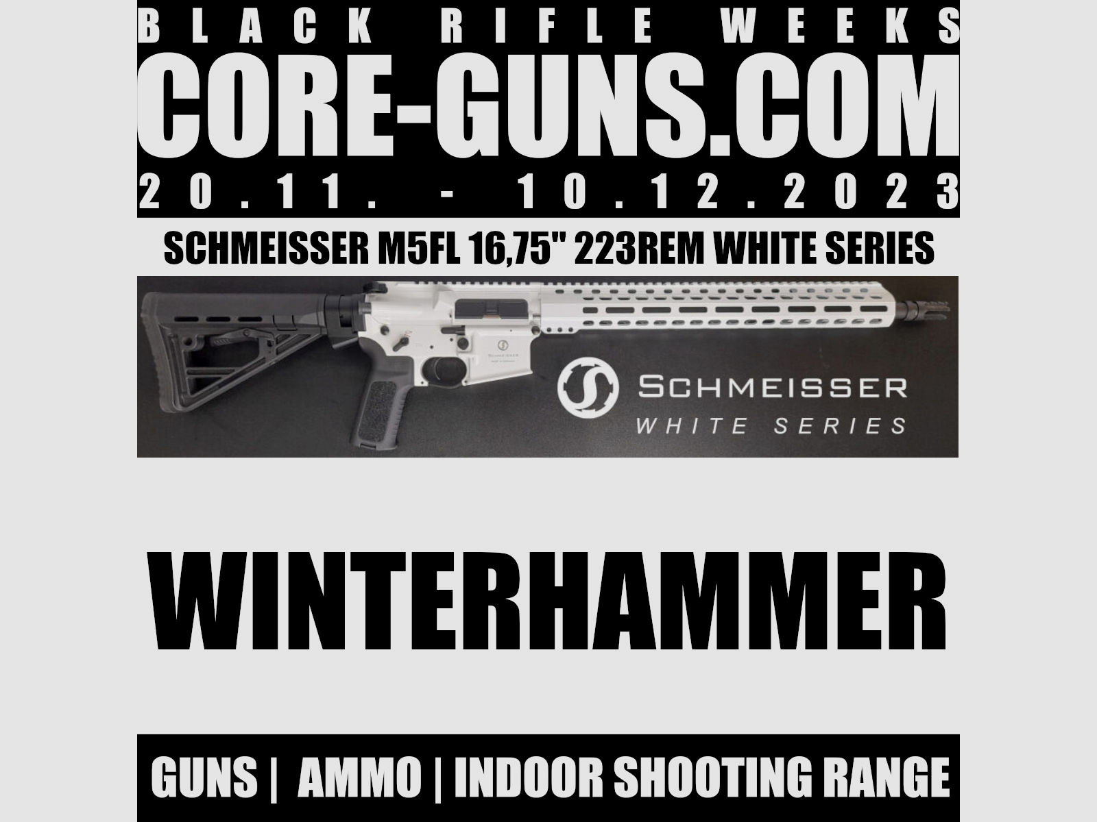 Schmeisser M5FL 16,75" AR15 - WHITE SERIES AR15 223Rem im Koffer  + im Koffer mit Flip Ups