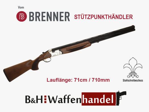 Neu, auf Lager: Brenner BF18 White 12/76 Stahlschrotbeschuss LL 71cm Bockflinte mit Flankenverschluss Ejektoren (Art.Nr.: BRE06-0020) Silber BF 18 BF-18 