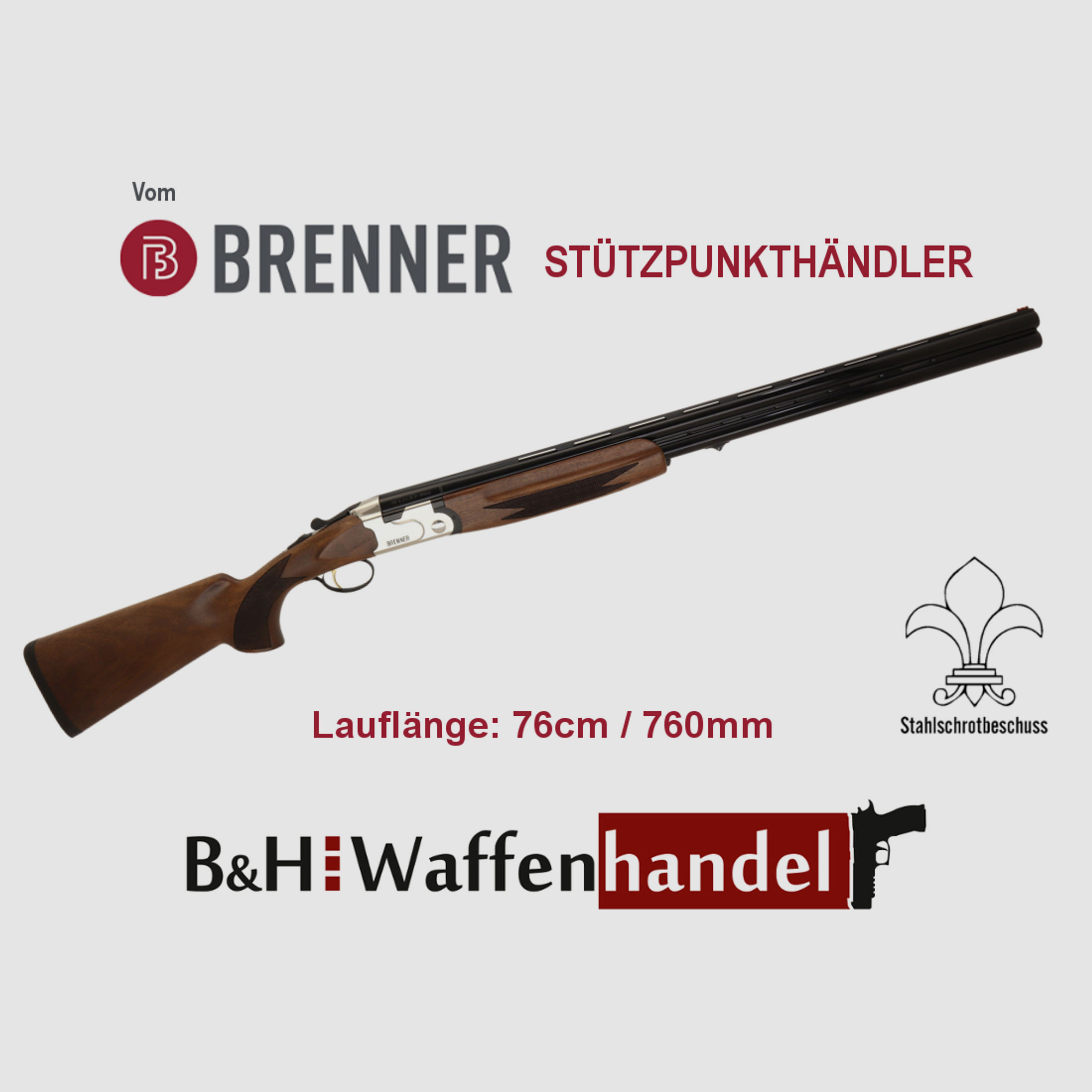 Neu, auf Lager: Brenner BF18 White 12/76 Stahlschrotbeschuss LL 76cm Bockflinte mit Flankenverschluss Ejektoren (Art.Nr.: BRE06-0025) Silber BF 18 BF-18 