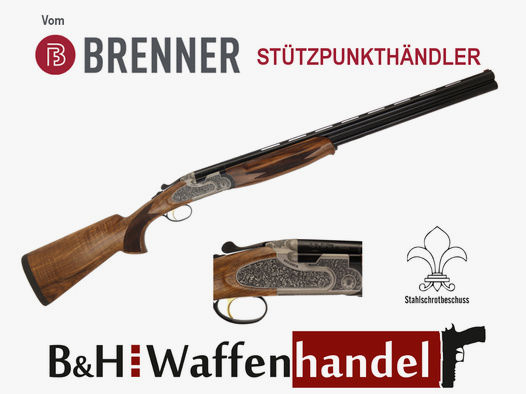 Neuwaffe, auf Lager: Bockdoppelflinte Brenner Modell: BF20 Premium Silber Kal.: 12/76 Lauflänge: 71cm / 710mm