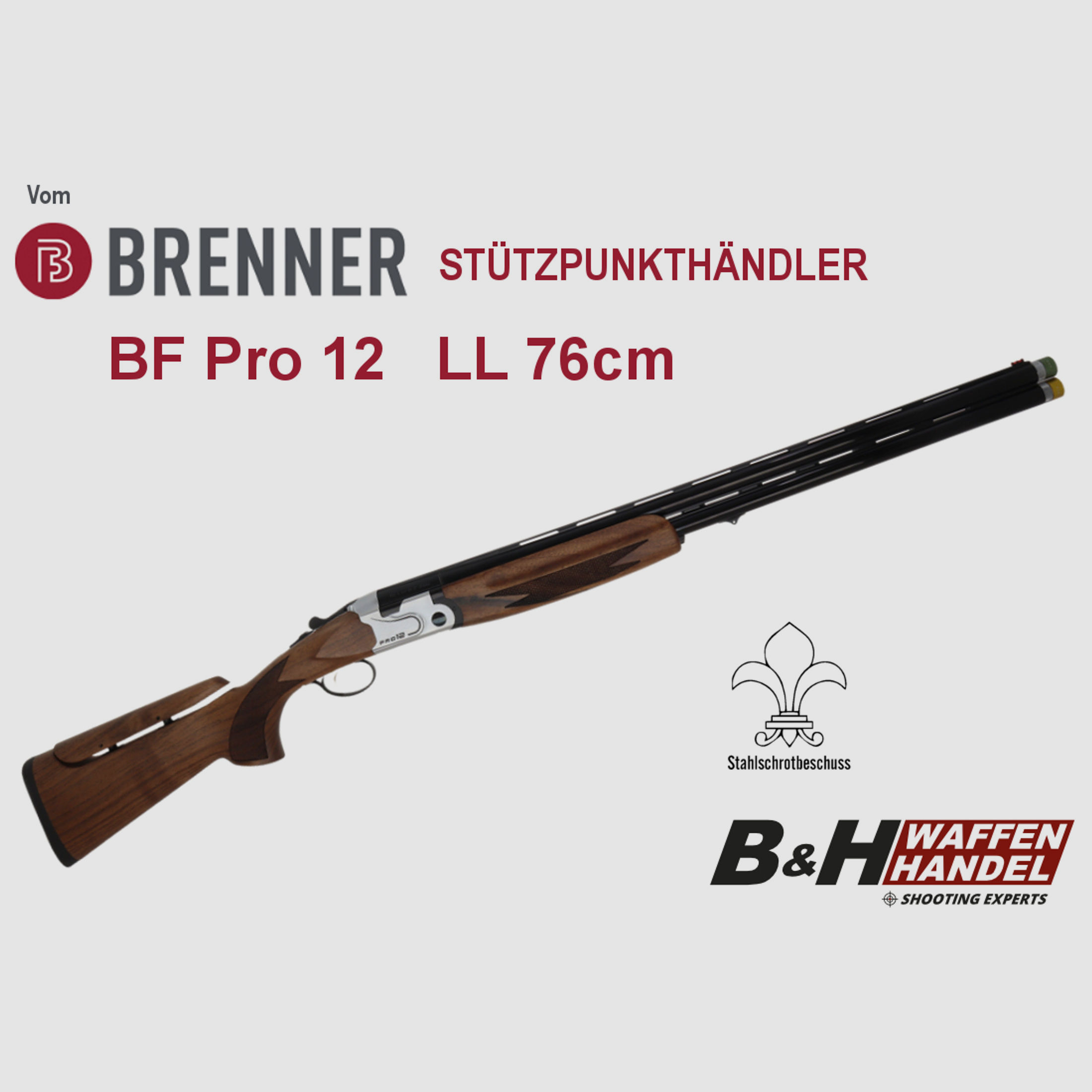 Brenner BF Pro 12 Bockdoppelflinte LL 76cm Stahlschrotbeschuss Bockflinte (vgl. BF18 / BF20)