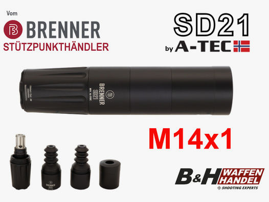 Brenner (by A-TEC) Schalldämpfer SD21 over-barrel M14x1 bis Kal.: .30