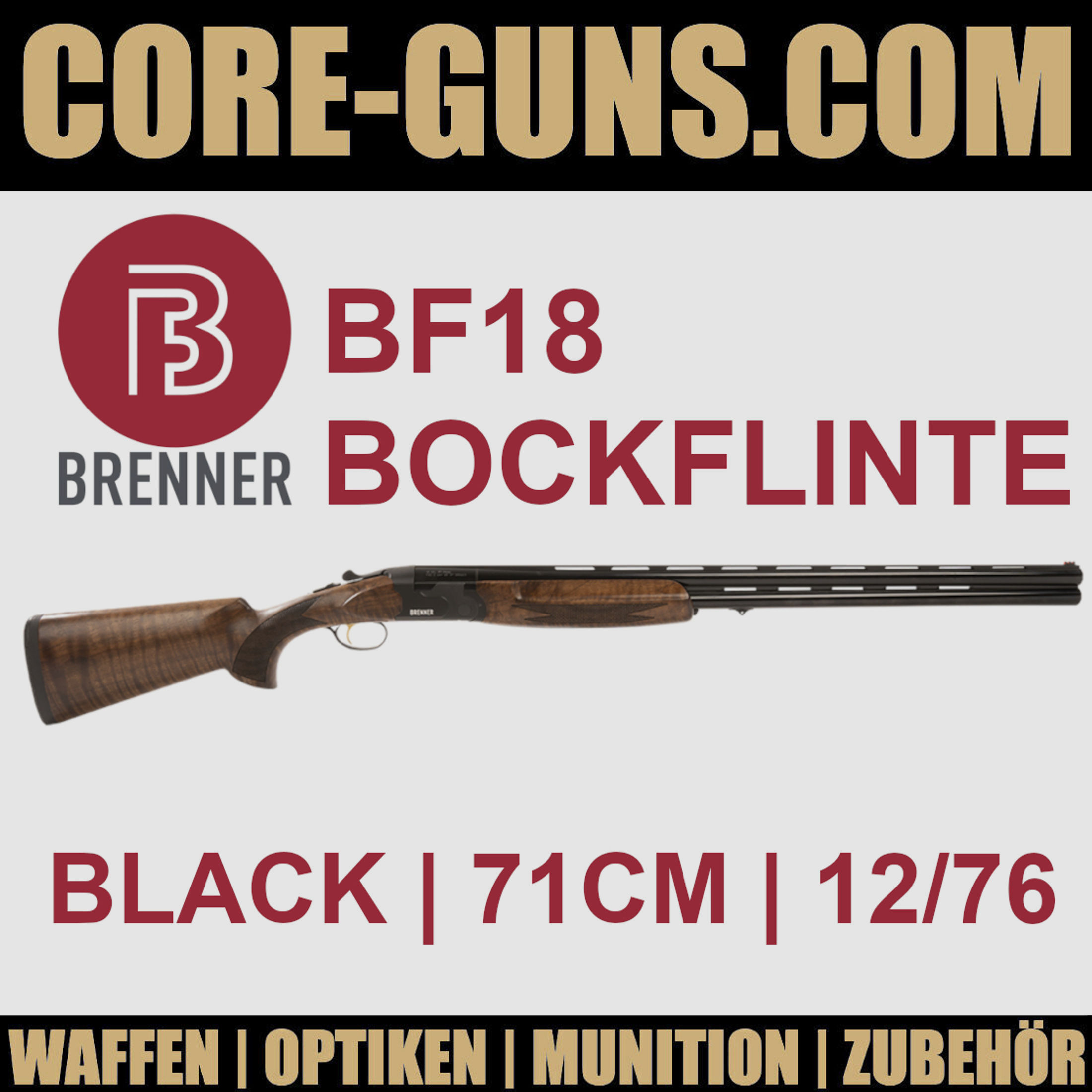 Brenner BF18 black 71cm Brenner Bockflinte Kaliber 12/76