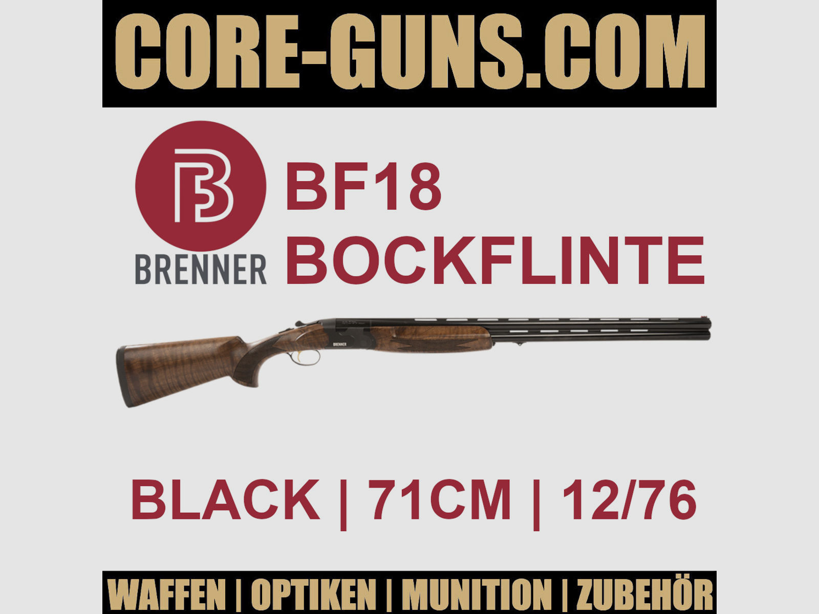Brenner BF18 black 71cm Brenner Bockflinte Kaliber 12/76