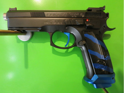 Halbautomatische Pistole, CZ Brünner Waffenwerke - CZ75 SP01 Shadow BOA in blau, 9mm Luger       #77