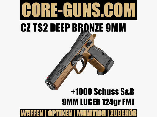 CZ TS2 Deep Bronze 9mm Luger Pistole - Sommerangebot + 1000 Schuss Sellier & Bellot 124gr FMJ - CZ TS2 Pistole UVP: 3389€ (mit Munition)