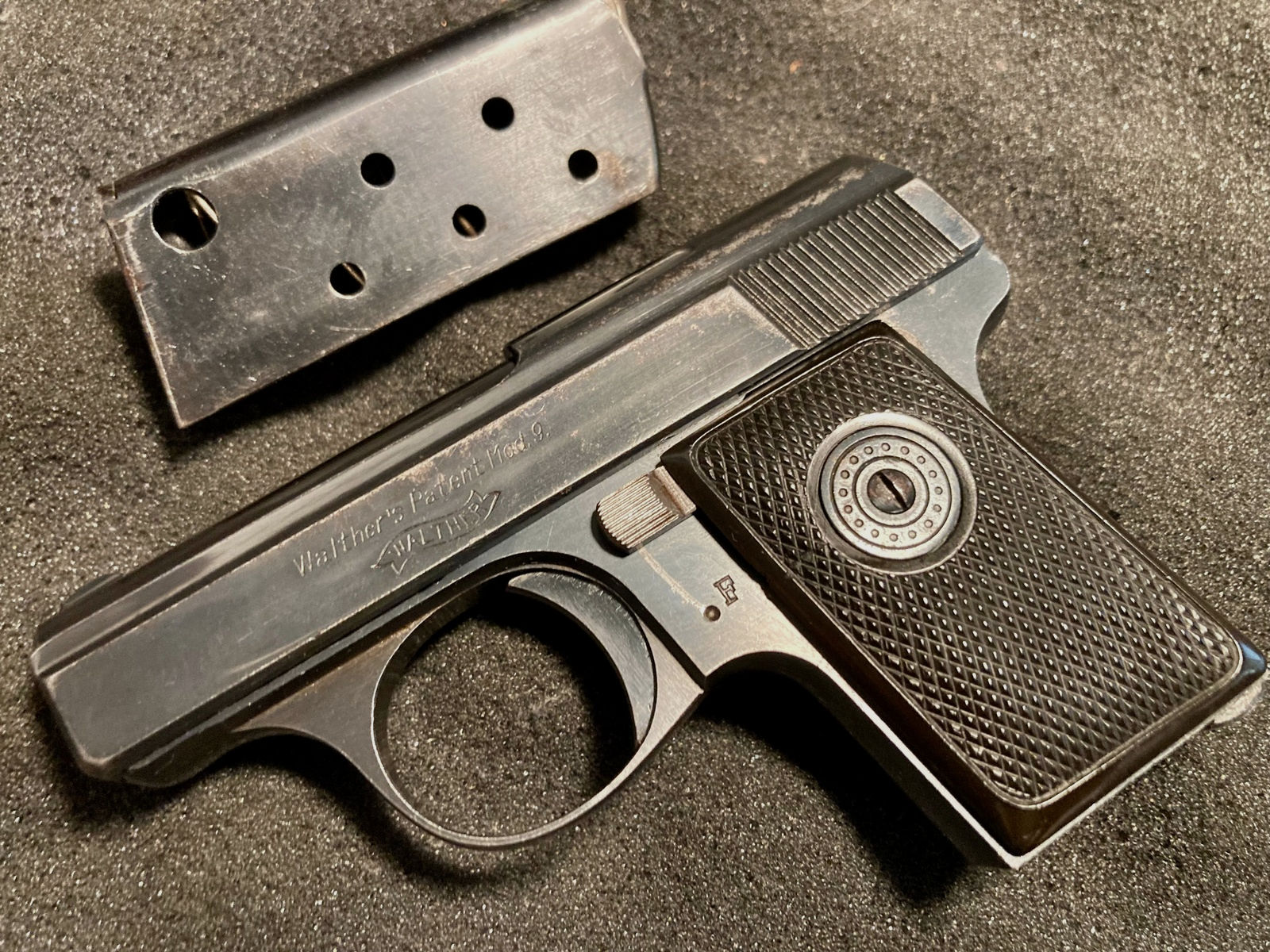 Walther Mod. 9, Typ II, ca. 1928/29, Kaliber 6,35mm Browning, Taschenpistole Zella Mehlis, WWII, WHB61