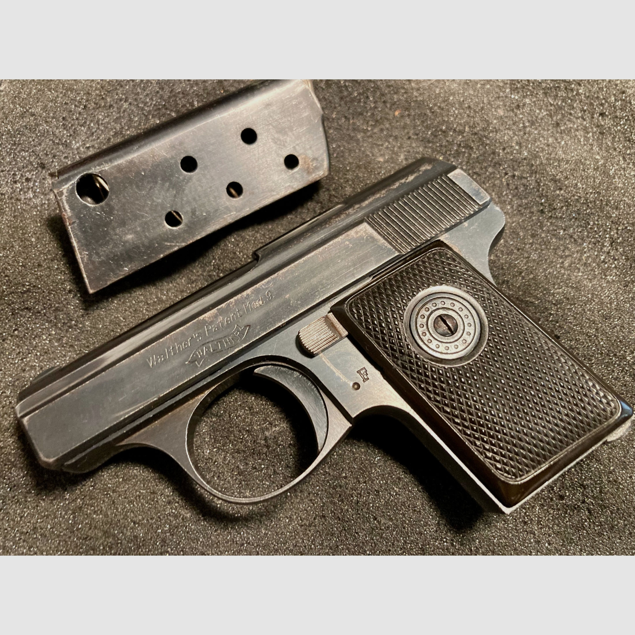 Walther Mod. 9, Typ II, ca. 1928/29, Kaliber 6,35mm Browning, Taschenpistole Zella Mehlis, WWII, WHB61