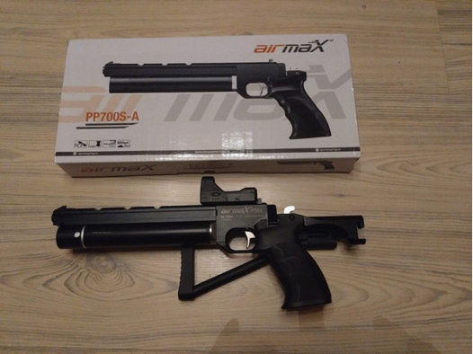 Pressluftpistole airmaX PP700S-A, Kaliber 5,5mm + Klappschaft + DOT
