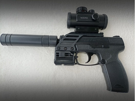 COMBAT Style - Umarex-TDP-45 -4,5 mm-Stahl-BB, Co2-Pistole (P18) benutzt, Top Zustand, mehrteilig
