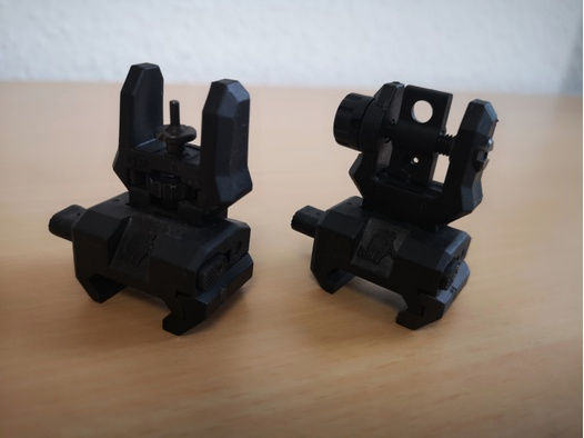 CAA Micro Roni  - Klappvisir  / Notvisier / Kimme und Korn / Low Profile Rear and Front  Flip-Up Sight /Tactical /  Glock 17, 19 