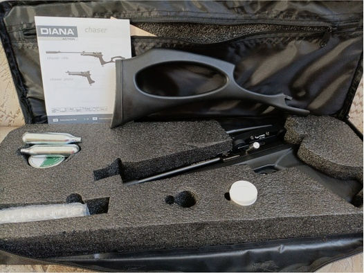 Diana Chaser Pistol Co2-Pistole 4,5 mm (16 Jule) incl. Leuchtpunktvisier & 200 Stück Munition 
