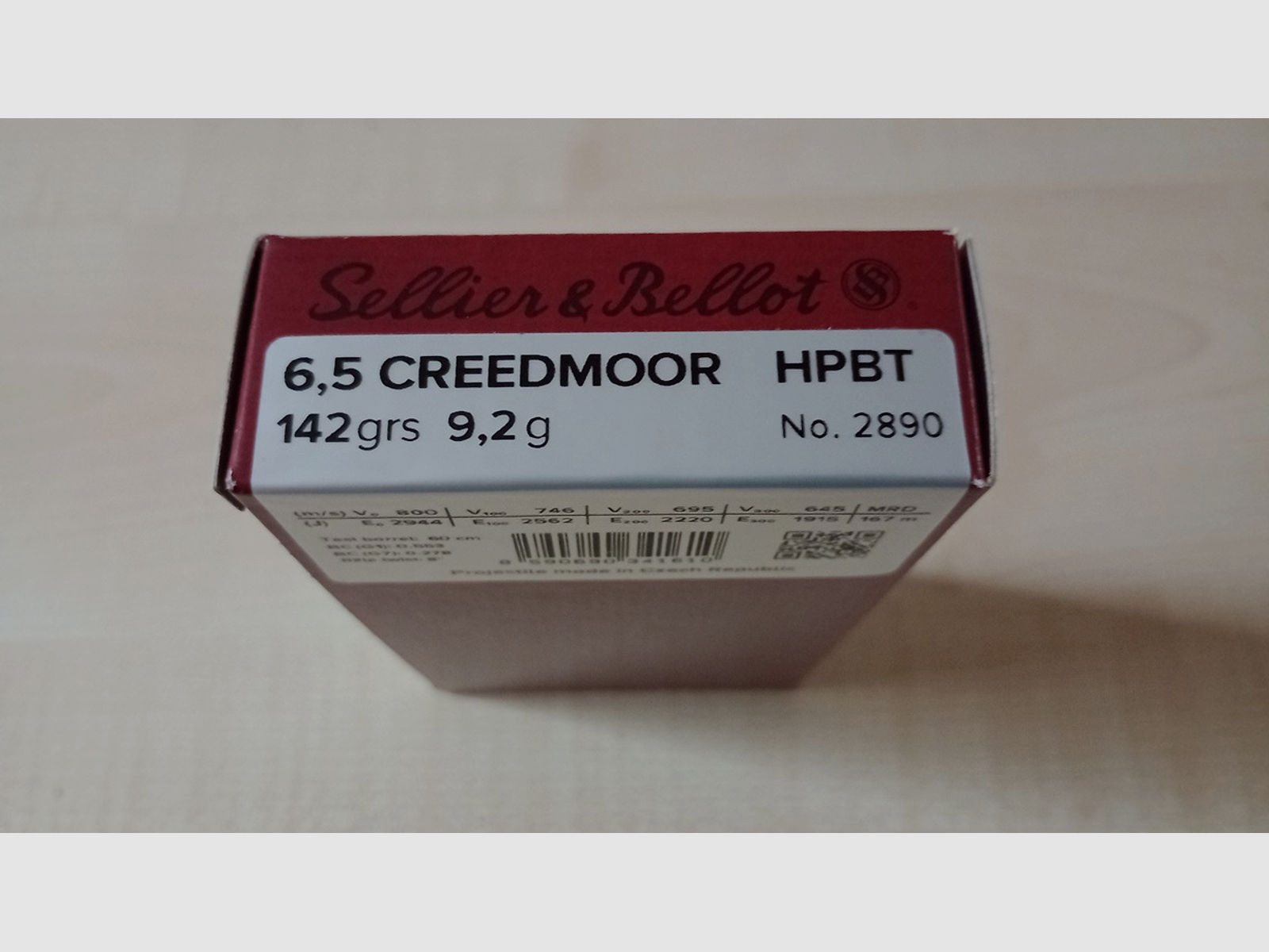 S&B Precison Rifle Ammunition  6,5 Creedmoor HPBT 142grs/9,2g  No. 2890 