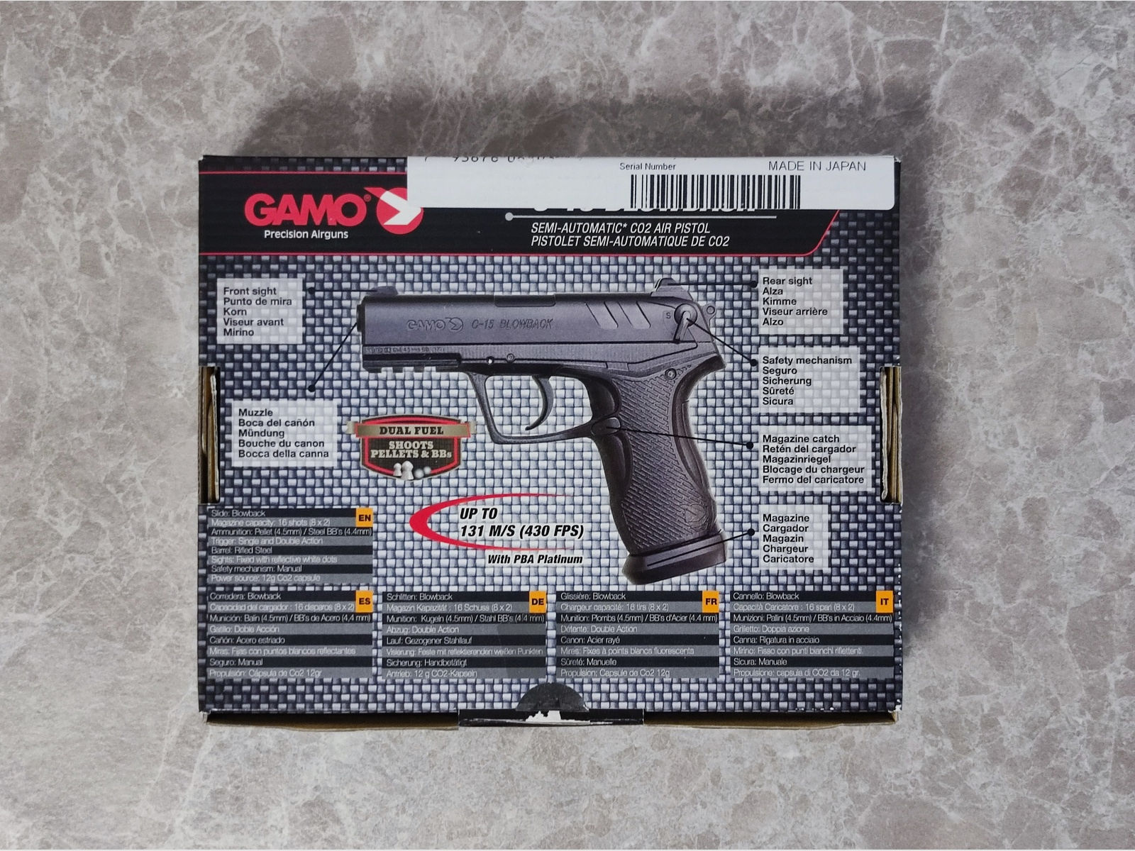NEU Gamo C-15 Blowback CAL 4,5 schwarz CO2 Pistole 
