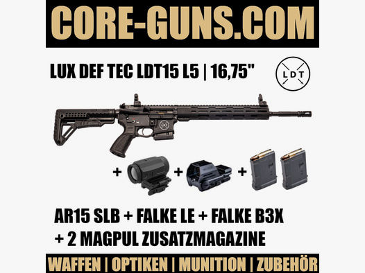 Lux Def Tec L15 L5 16,75" inkl. Falke LE und Falke B3X Magnifier AR15 Kaliber 223Rem + 2 Zusatzmagazine UVP': 2563€