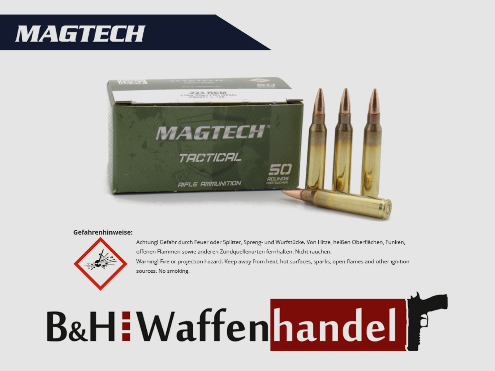 Neuware: 500 Schuss Munition Magtech .223 Rem. 55gr. / 3,56g Tactical FMJ