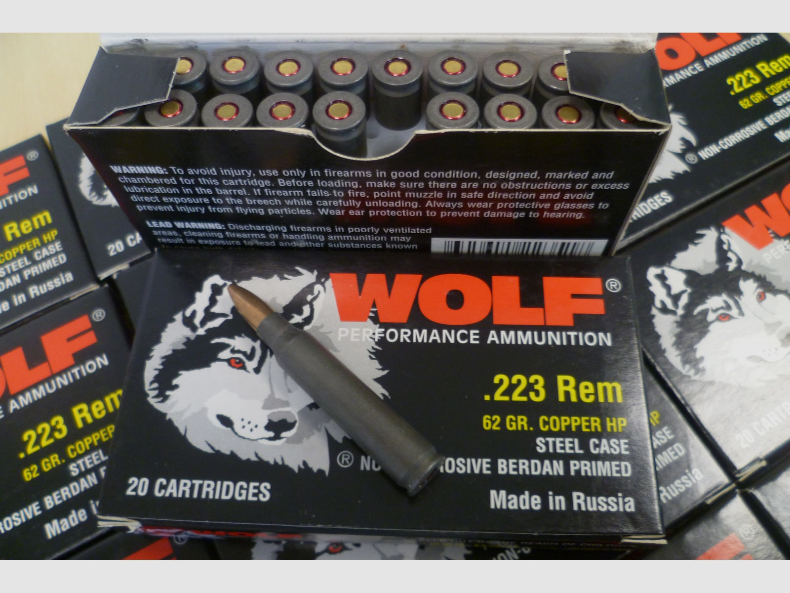 Munition Wolf .223 Remington 62GR Copper HP Steel Case 280 Stück