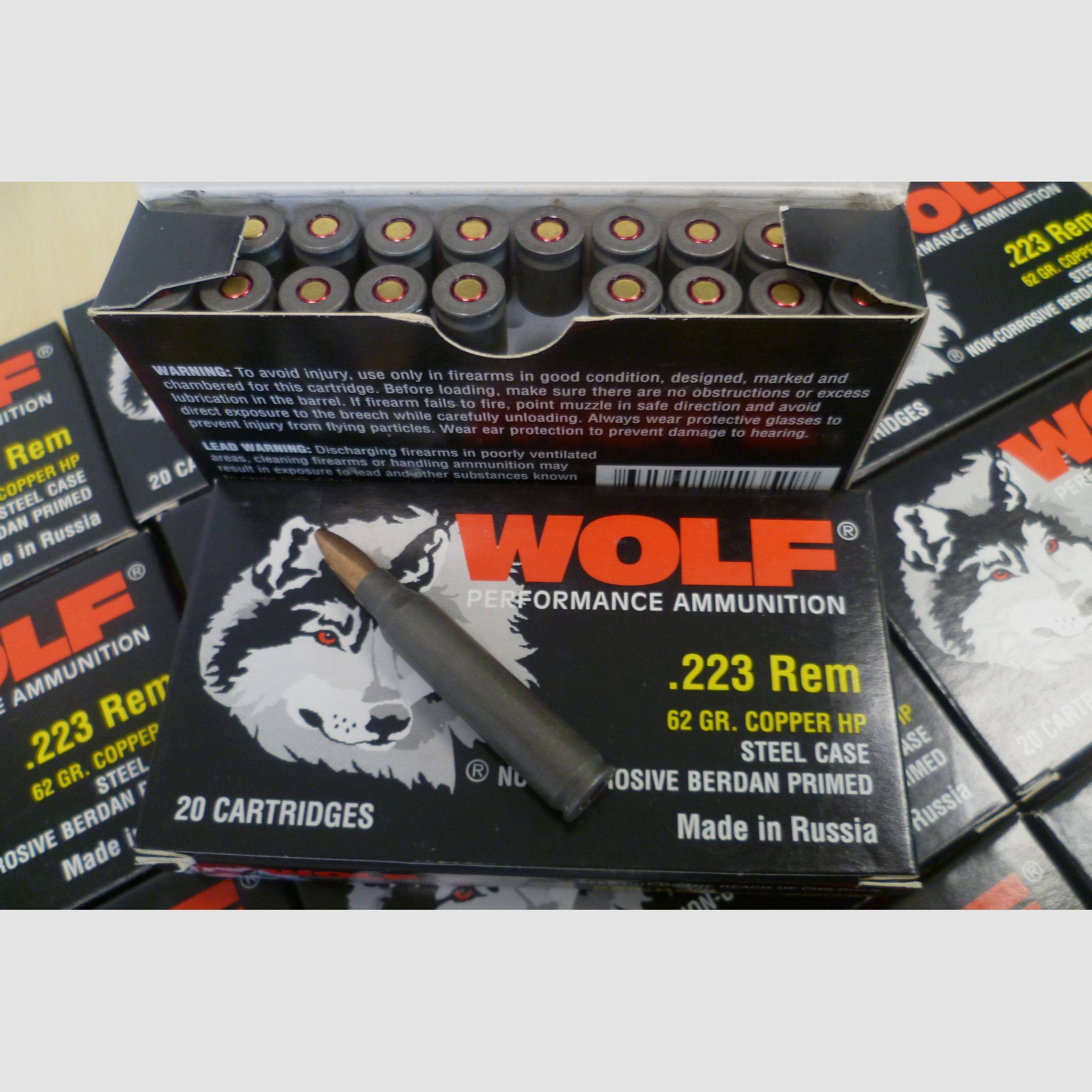 Munition Wolf .223 Remington 62GR Copper HP Steel Case 280 Stück
