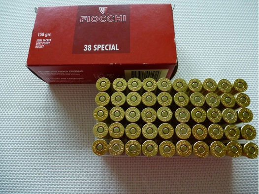 FIOCCHI 38 SPECIAL SJSP 158 grs 50 Stück Bullet Pistolen-Munition 