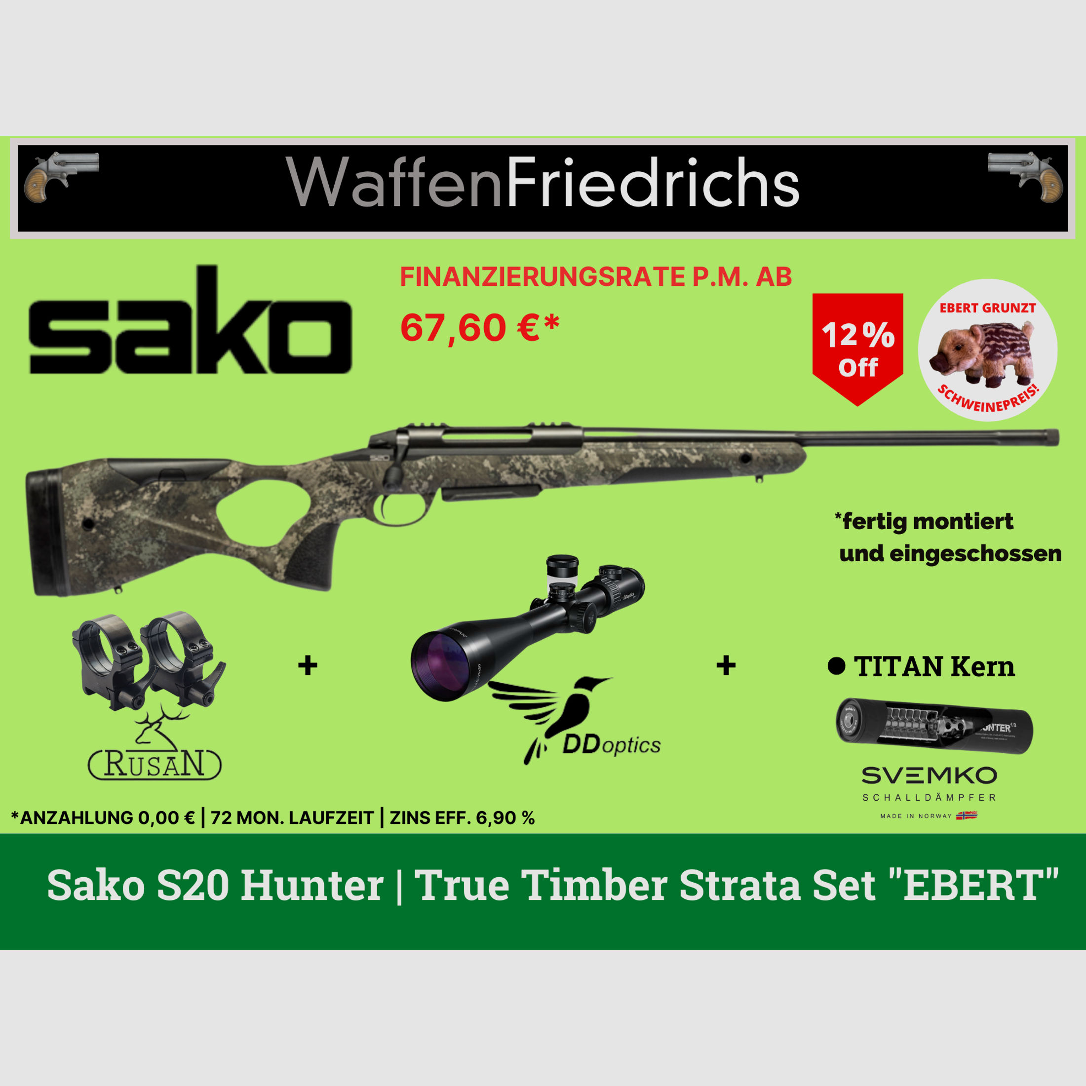SAKO S20 Hunter True Timber Strata - Komplettangebot Jungjäger - WaffenFriedrichs