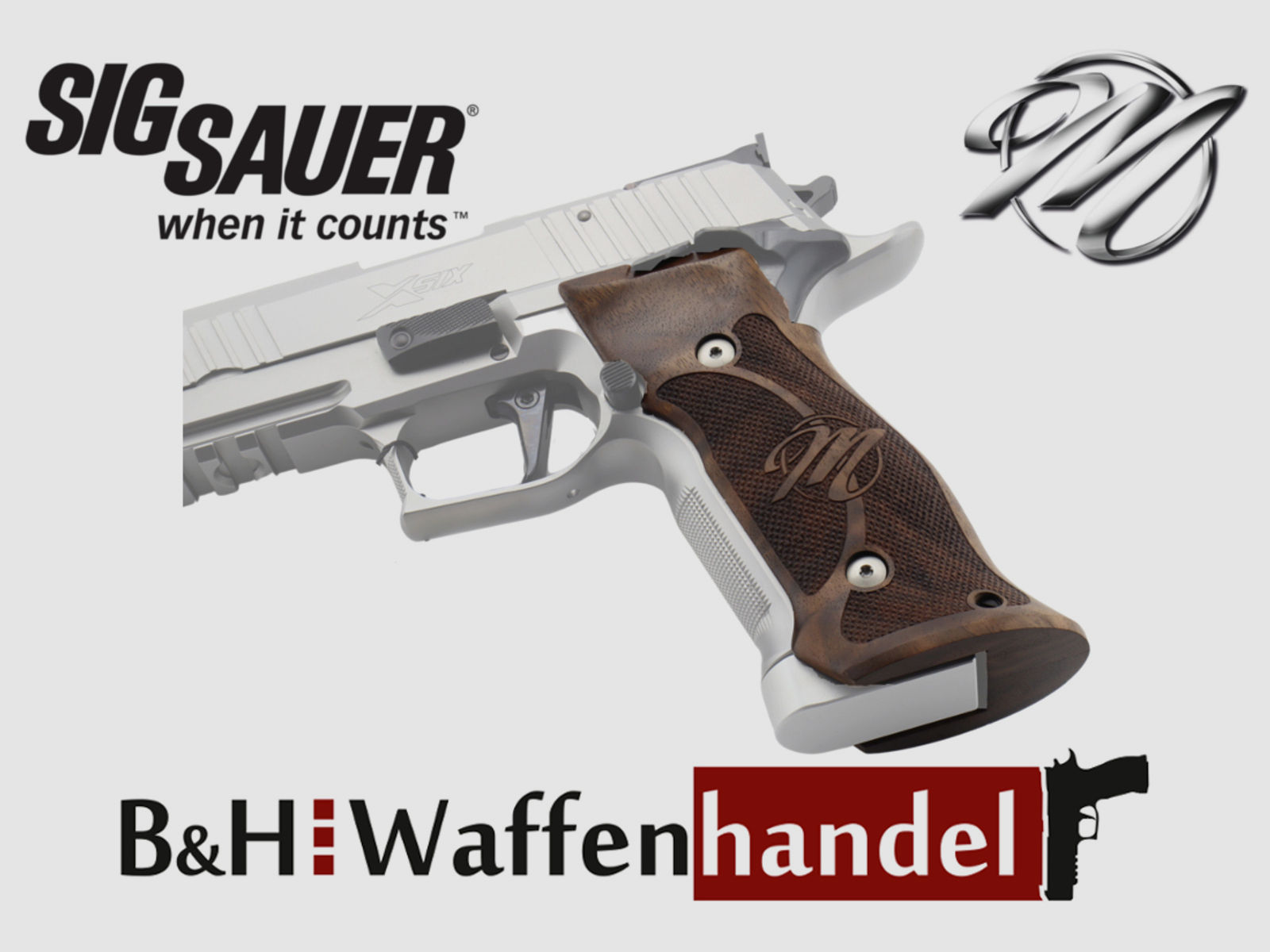 Neu: Sig Sauer Mastershop P226 X-Series PPC Griffschalen Nussbaum verlängert X-Six / X-Five / X-Short