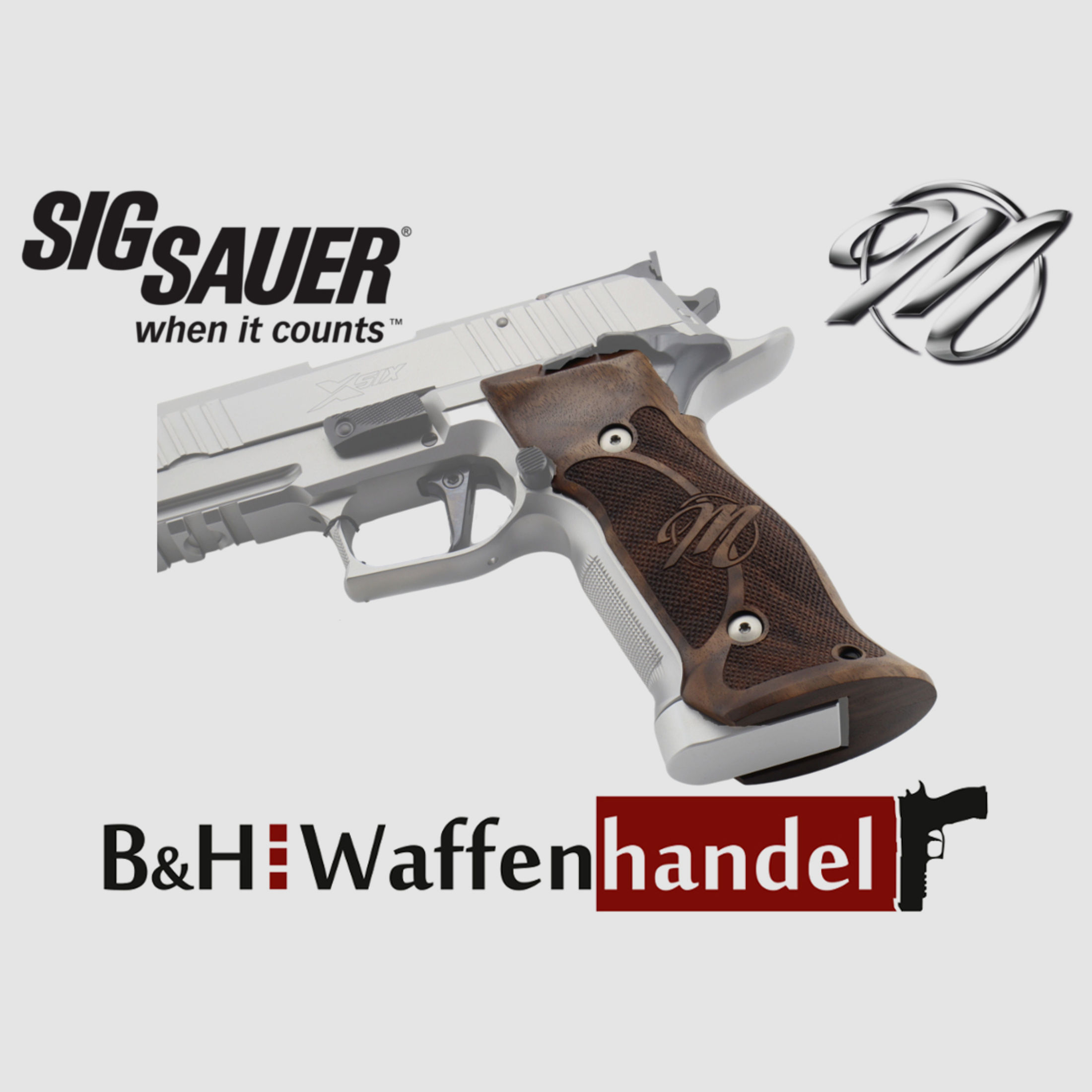 Neu: Sig Sauer Mastershop P226 X-Series PPC Griffschalen Nussbaum verlängert X-Six / X-Five / X-Short 